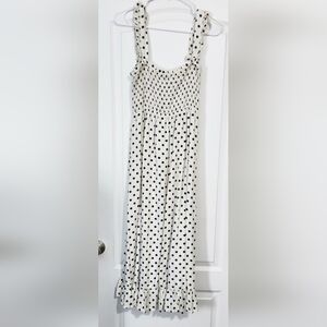 Zara White Maxi Skirt with Black Polka Dots
